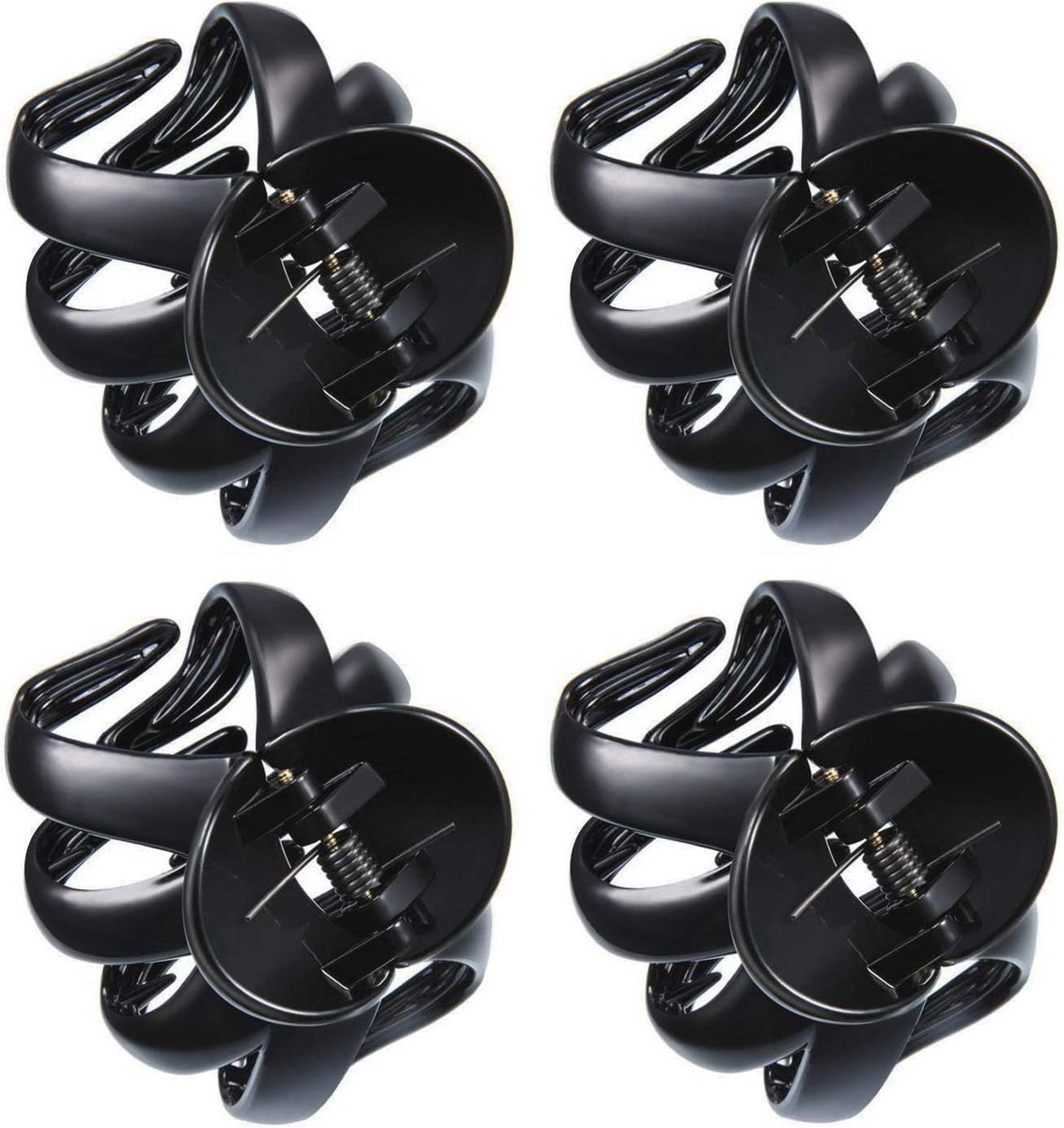 Grote haarklauwclips voor dik haar - Antislip haarspelden, 4 stuks zwart