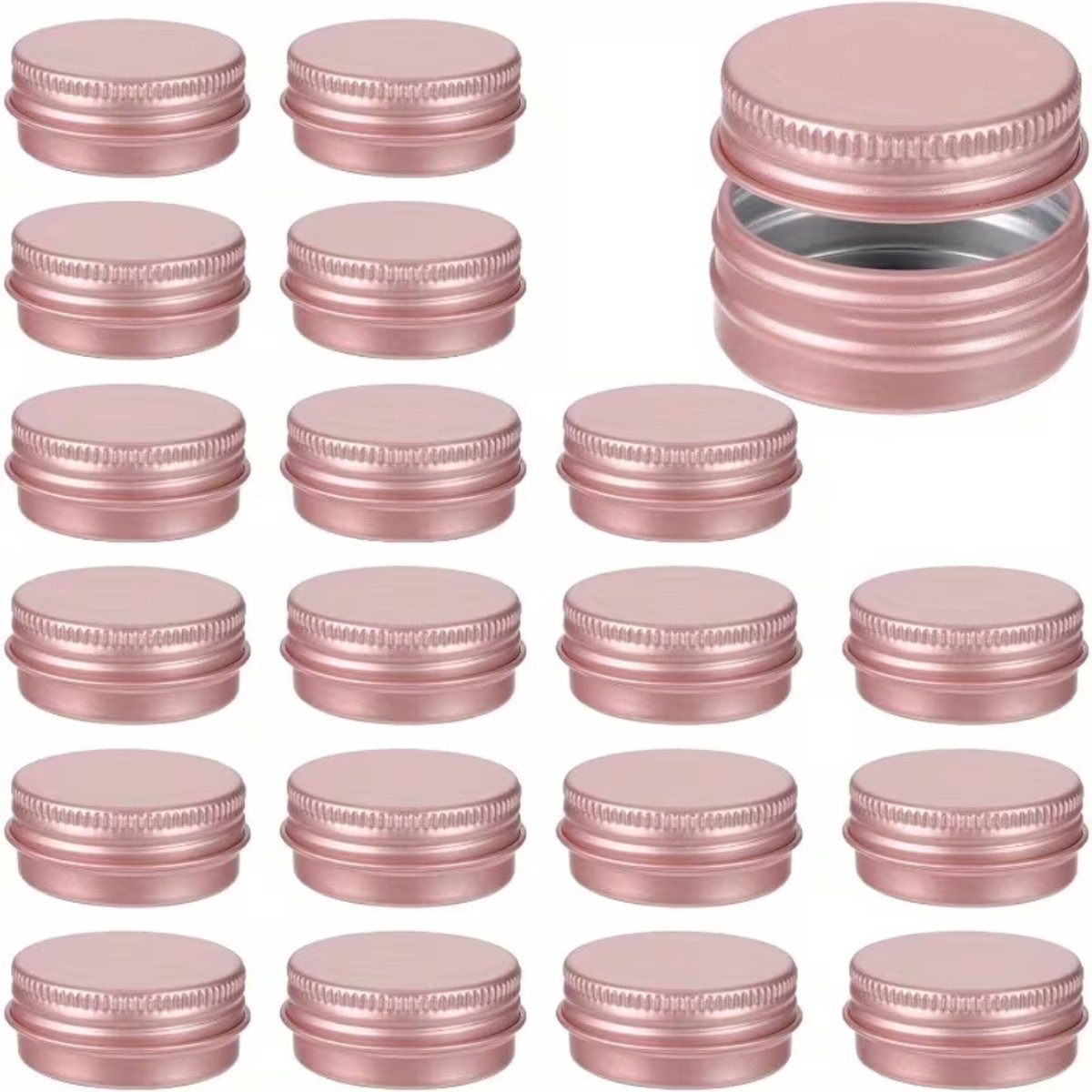 Blikjes 15ml Roze Goud 50 stuks - Lege Blikjes Mat Roze met Schroefdeksel - Leeg