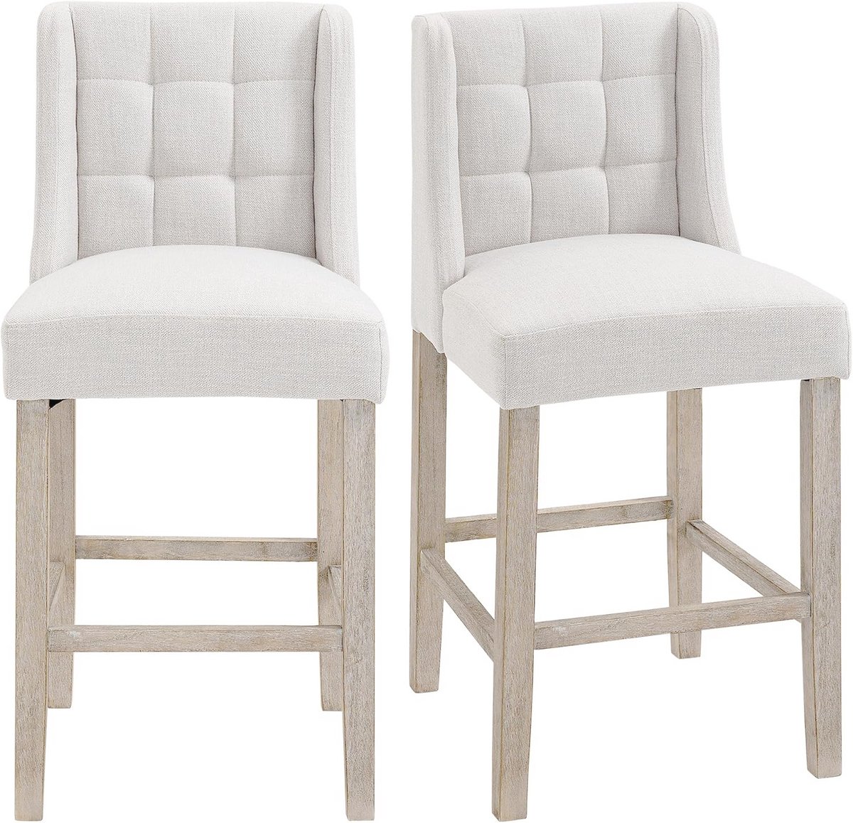 Set van 2 Moderne Barkrukken met Lage Rugleuning - Beige