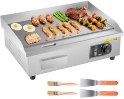 Elektrische Bakplaat - Teppanyaki Grill - Platte Top Grill - RVS Grillplaat - Commerciële Grill - Aanrecht Bakplaat - Groot Kookoppervlak - Temperatuurregeling - Voor Pannenkoeken - Vlees - Biefstuk - Hamburgers - 1600W - 3200W - 50-300℃