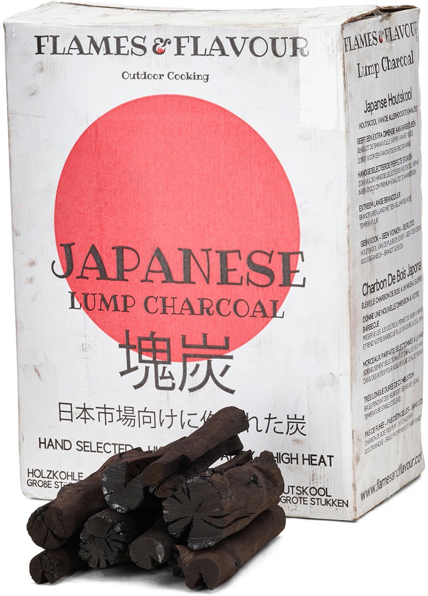 Japanse Dunne Stick Mangrove Houtskool (18KG) van Flames & Flavour (diameter 2-5 cm)
