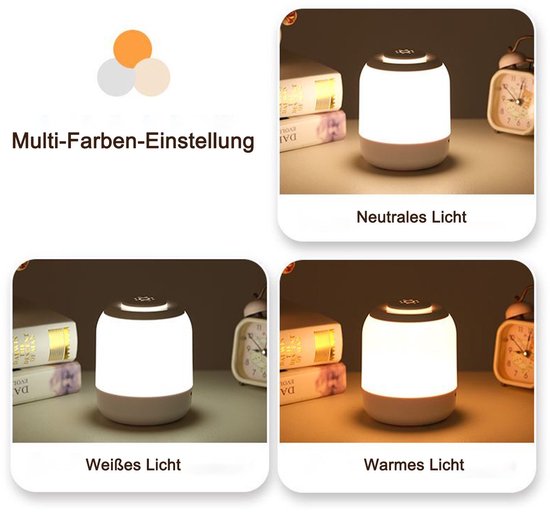 OYLCDI Nachttischlamp LED Nachttischlamp LED Nachtlicht - Dimbaar Sfeerlamp - LED Vast Geïntegreerd - Wit Licht - Warm Licht - Neutraal Licht - Met Batterij - USB Oplaadbaar - Met Touch-Sensor - Draagbaar Nachtlampje Voor Kinderen/Volwassenen van Merkloos — afbeelding 2