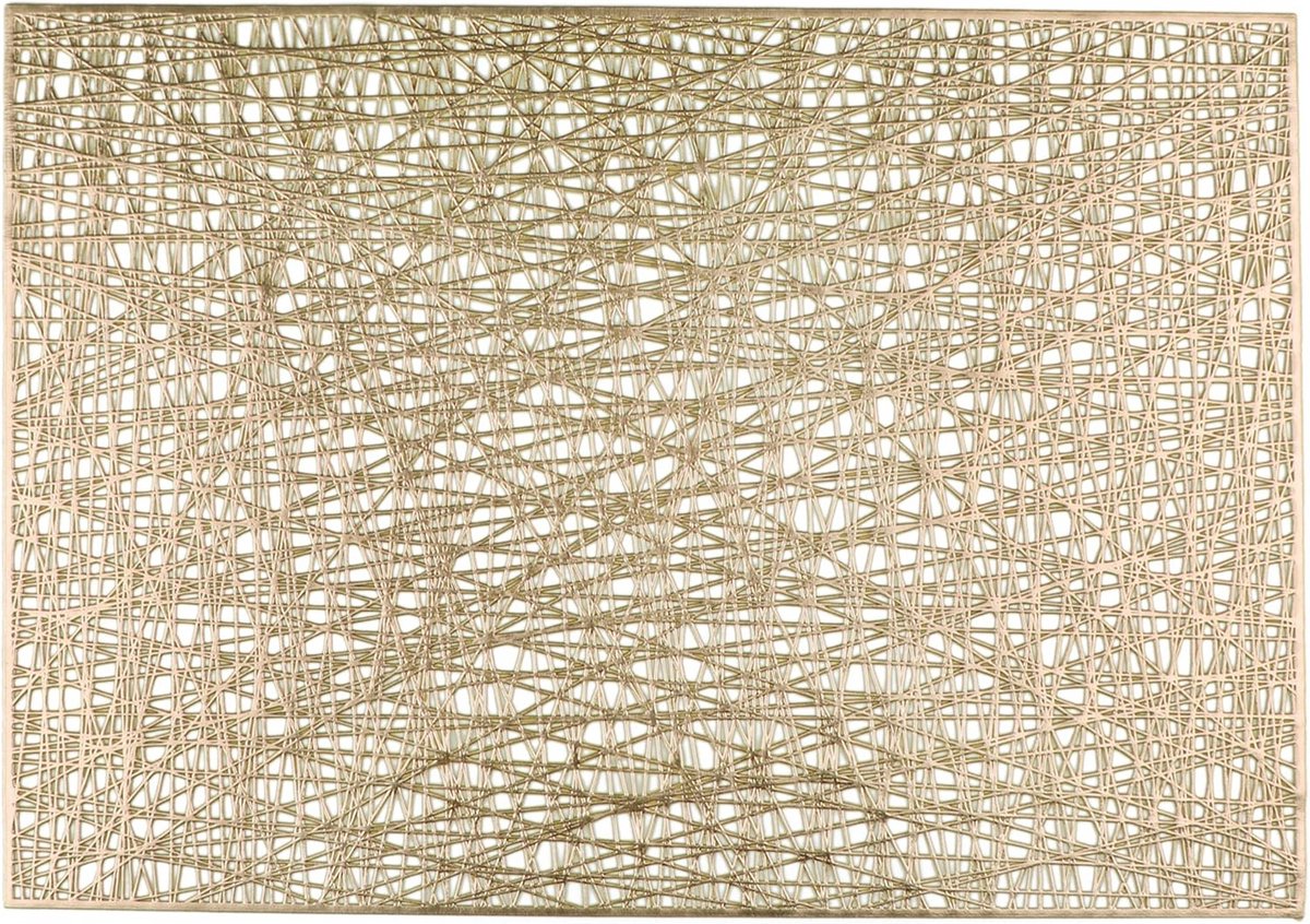 Gouden rechthoekige placemats set van 8 - metallic vinyl antislip en vlekbestendig