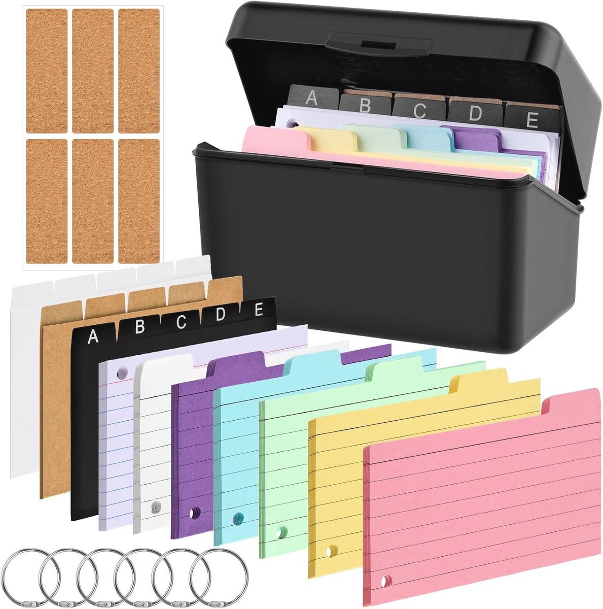 Flashcards Box voor Indexkaarten met 230 Kleuren - Perfect voor Kantoor en School
