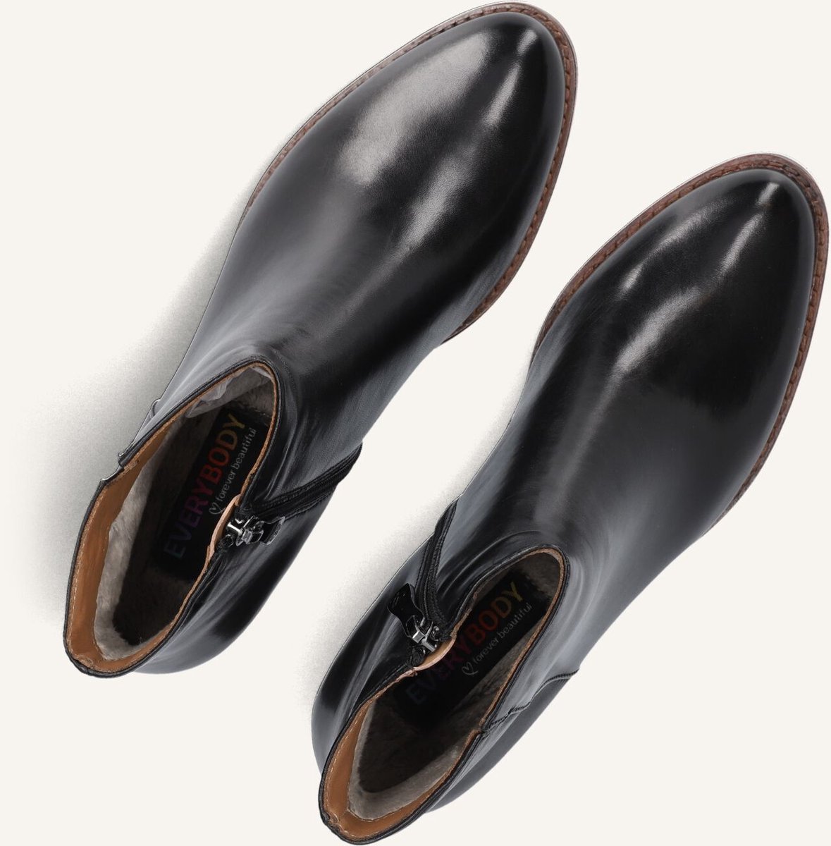 EVERYBODY Belport Enkellaarsjes - Enkelboots met rits - Dames - Zwart - Maat 43