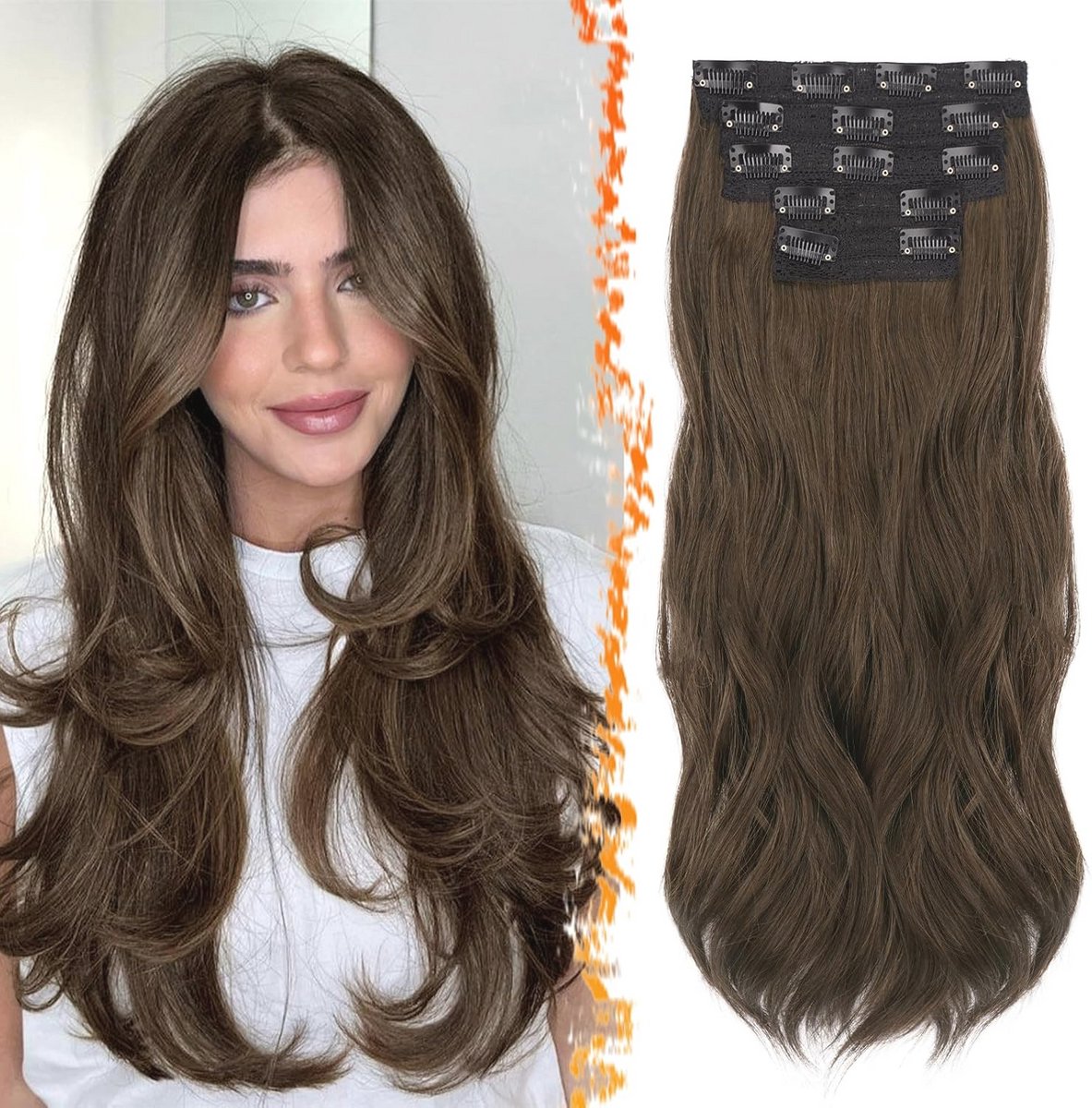 Clip in Haarextensions 50cm - Golvende Haarverlenging voor Volumineus en Natuurlijk Haar