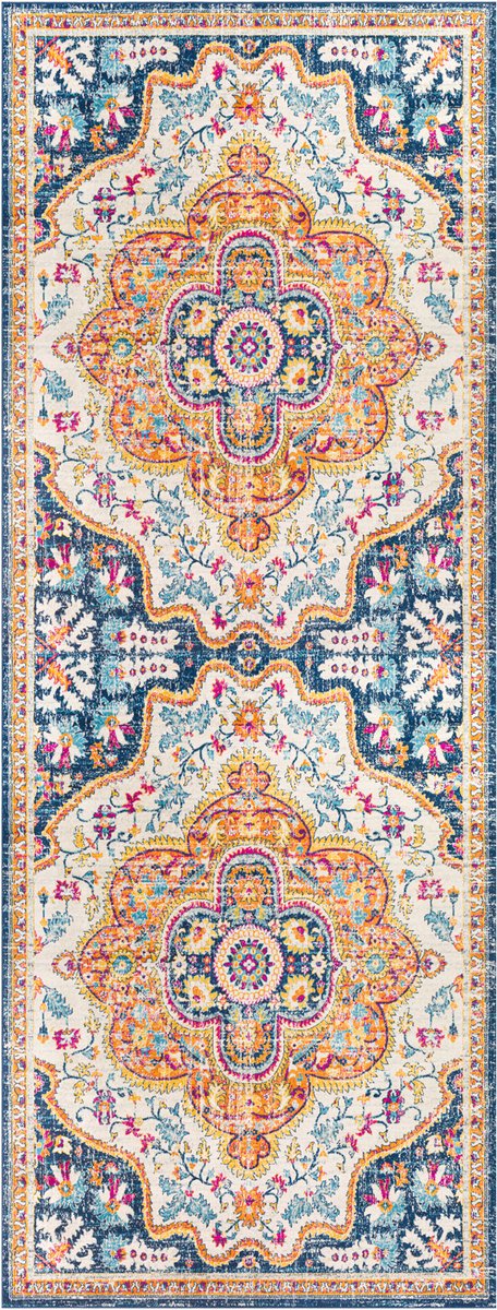 SURYA - Vintage Oosters Tapijt WILLOW - Meerkleurig/blauw