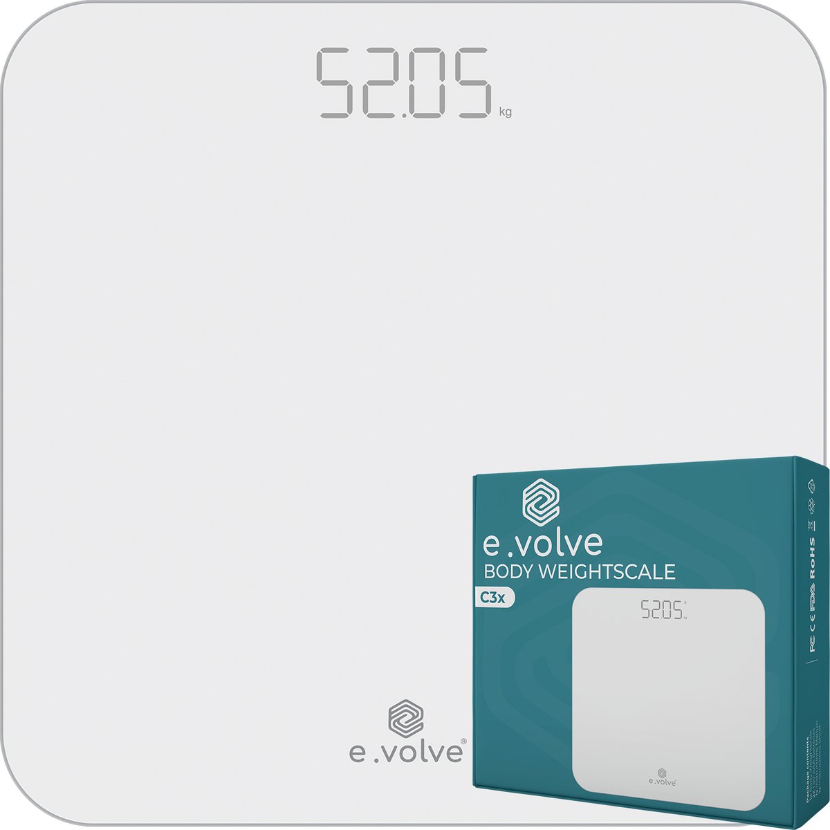 e.volve Weegschaal Personenweegschaal Digitaal - Incl. Batterijen - Digitale Weegschaal