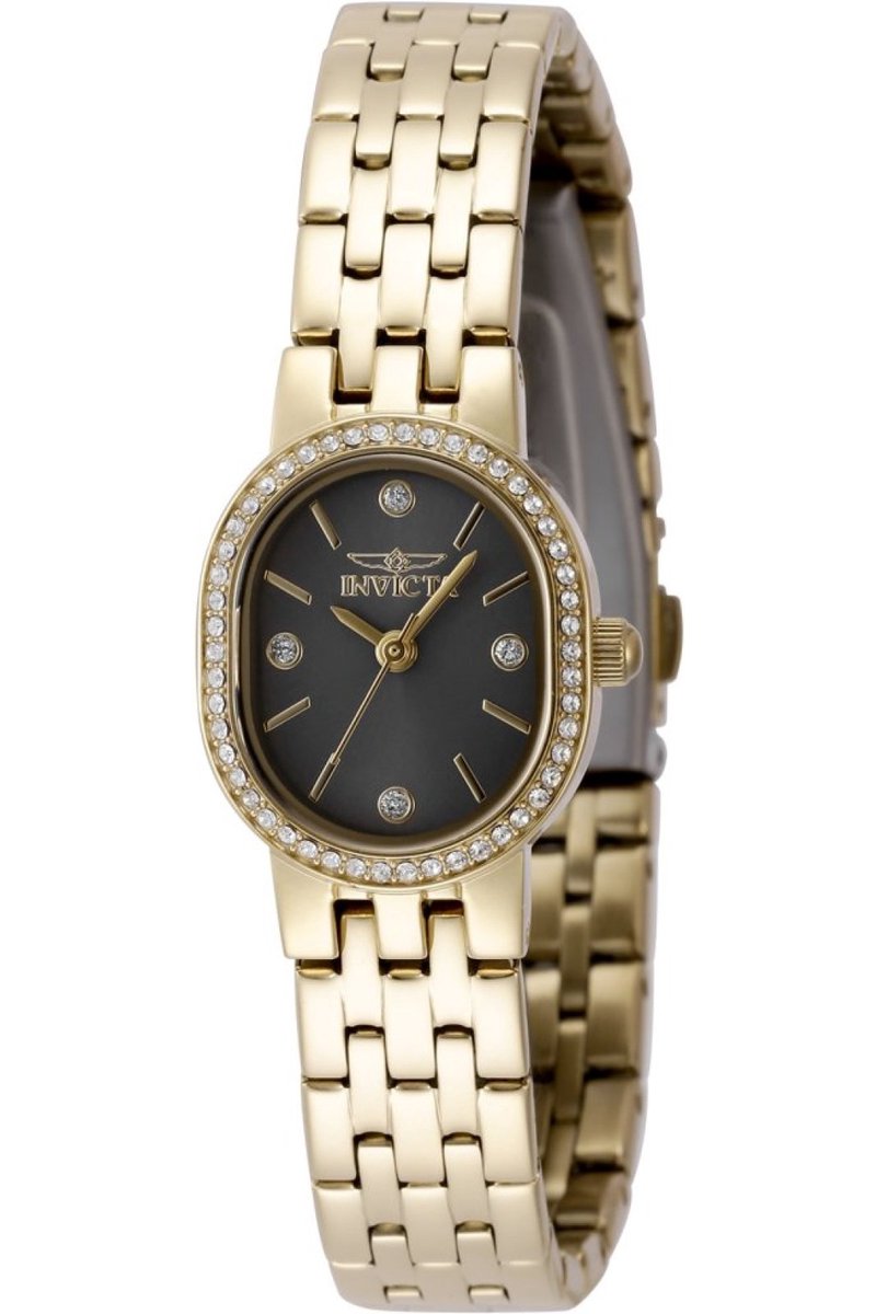 Invicta Angel 49074 Dames Horloge - Waterdicht - Analoog - Quartz Uurwerk - Roestvrij Staal met grijze Wijzerplaat - 20mm