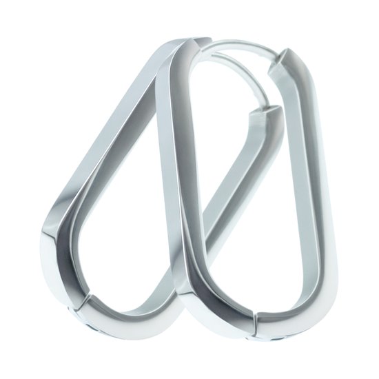 Lady London – Boucles d'oreilles – Ovale – RVS – Couleur argentée – 1 paire