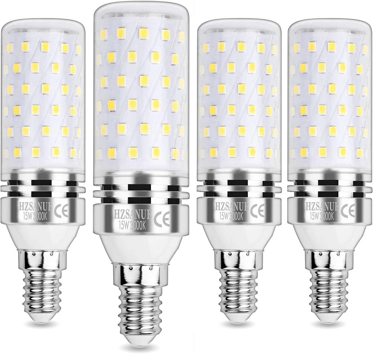 E14 LED Maïskolf Lampen 15W - 120W Gloeilamp Vervanging - 3000K Warm Wit - 4 Stuks