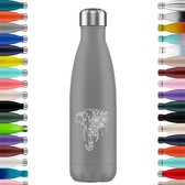 FLASKE Original Drinkfles 500 ml - Geïsoleerde RVS Waterfles - BPA-vrij - 12u Warm & 24u Koud - Geschikt als Thermosfles en Thermoskan - Water Bottle Stainless Steel - Elephant