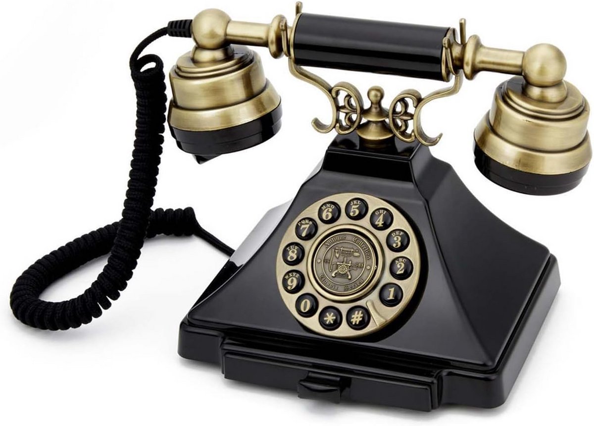 Klassieke Veldtelefoon Zwart met Druktoetsen - Retro Vast Toestel
