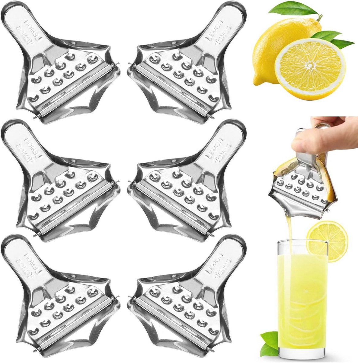 6 Stuks Hand Citruspers - Roestvrijstalen Handpers voor Fruit en Sap