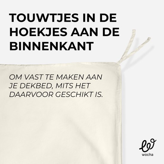 Wocha Dekbedovertrek Set - 100% Biologisch Katoen Satijn (300TC) - 240x200/220 - Naturel - Premium kwaliteit en duurzaam - Incl. 2 kussenslopen van Wocha — afbeelding 5