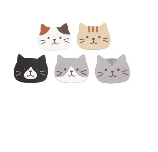 6 Stuks Siliconen Onderzetters In De Vorm Van Een Kat Schattige Onderzetters Voor Katten Decoratieve Glazen Onderzetters Onderzetters Voor Wijn Glazen Theekopjes En Drankjes
