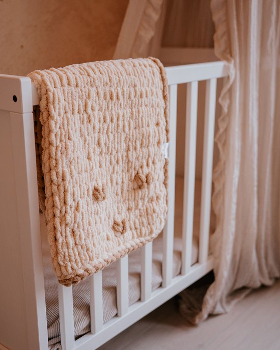 Little Livo - Couverture bébé/enfant crochetée à la main - Détail Hartjes - 100% microfibre douce - Taille 75 cm x 75 cm - Entièrement fabriquée à la main