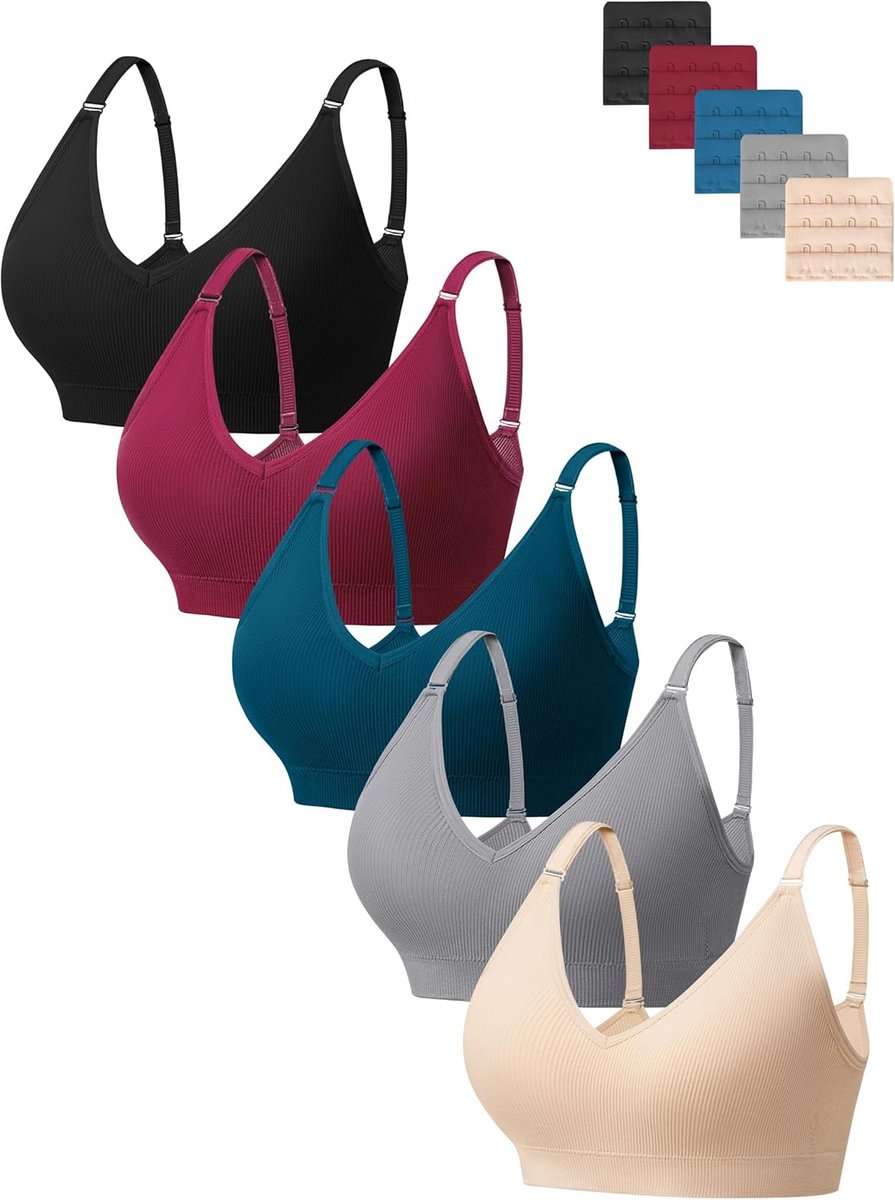 Dames BH zonder Beugel - V-hals, Naadloos, Comfortabel, Gewatteerde Bustier, Zachte BH voor T-shirt