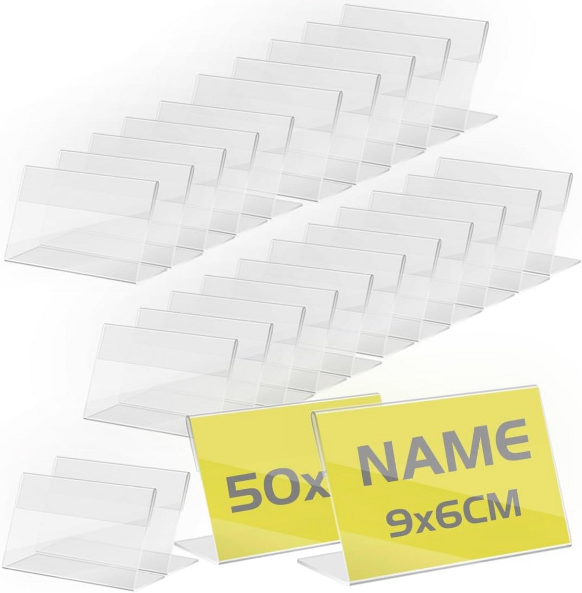 Transparante Acryl Displaystandaard voor Bureaus en Prijskaartjes (50 Stuks, 9x6cm)