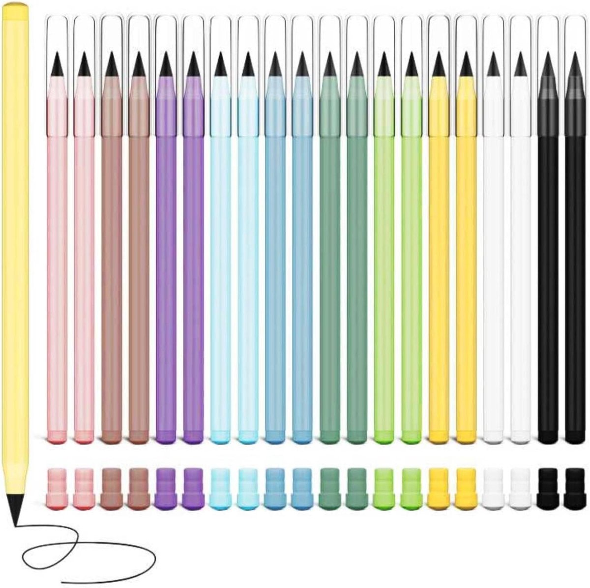20-Pack Inktloze Potloden Set met Gummen, Herbruikbaar Schrijf- en Tekengerei in 10 Kleuren