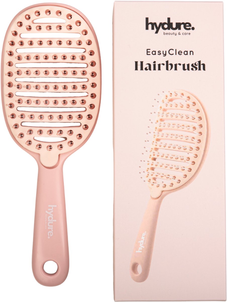 Hydure Haarborstel - ook Geschikt voor Anti-Klit - EasyClean Haarborstel - Curved - Roze