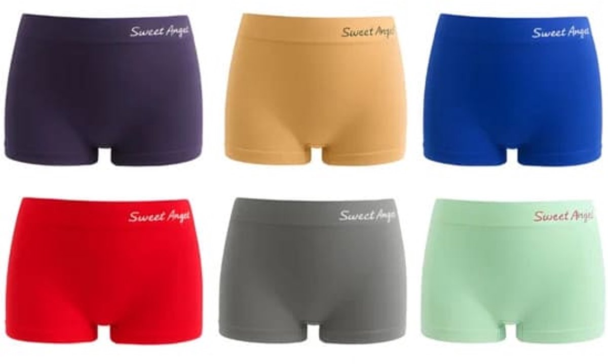 Lage gekleurde dames boxershorts Sweet Angel naadloos 6-pack one size