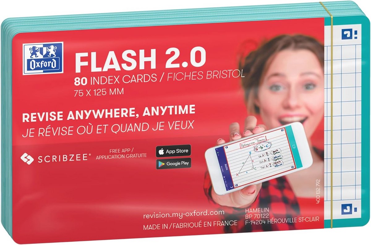 Geruite Flashcards A7 - 80 Stuks in Diverse Kleuren