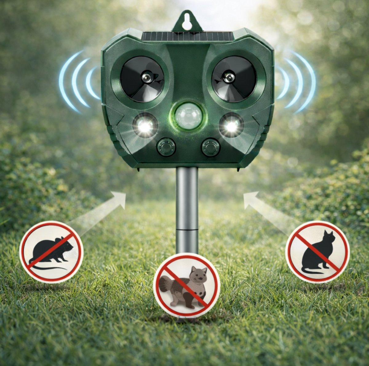 Estacks Kattenverjager - kattenverjager - muizenverjager - Marterverjager - Kattenschrik - Dierenverjager - Ultrasone Kattenverjager op zonneenergie -Afweermiddel voor Ongedierte -