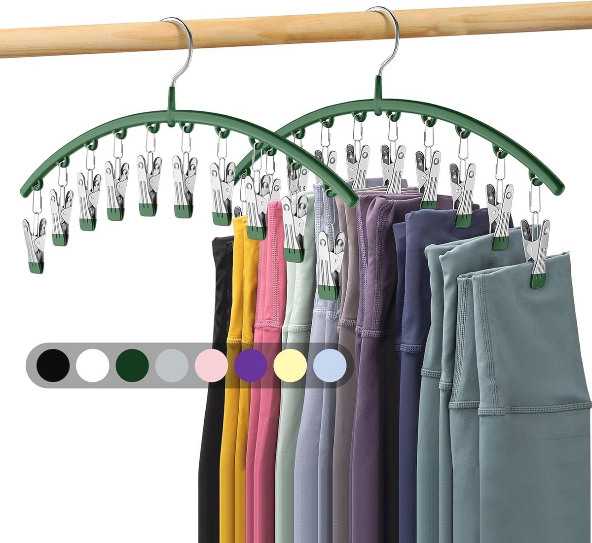 Legging Organizer voor Kast - Ruimtebesparende Hangers met 10 Clips voor 20 Leggings