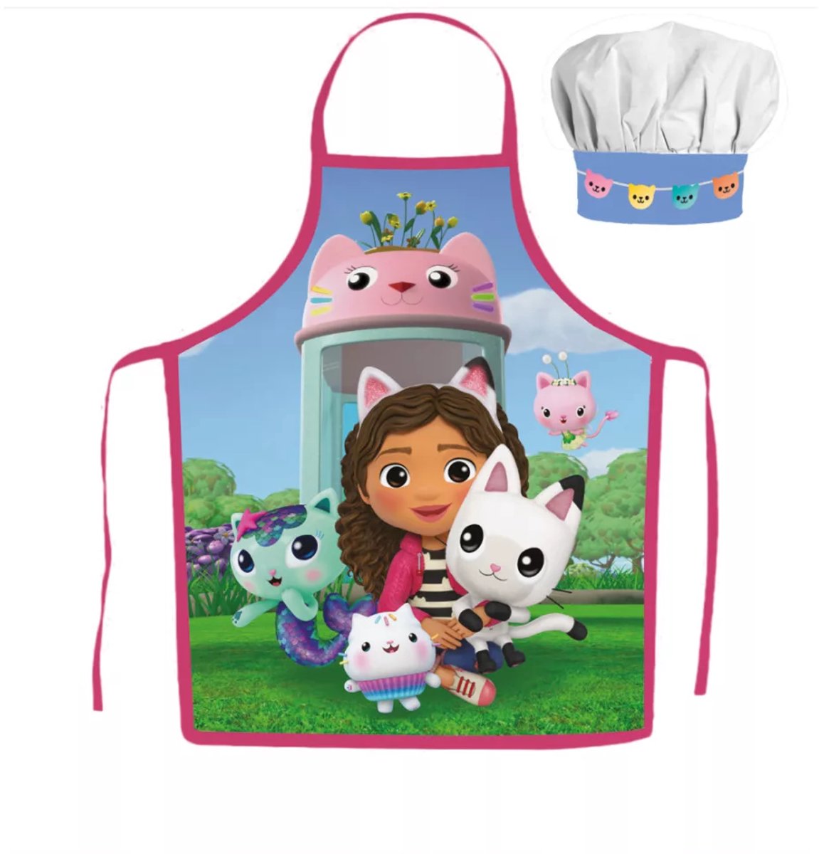 Gabby’s Dollhouse - Gabby's poppenhuis - Kinder Schort & Koksmuts Set – 2-delig – Polyester – 3-8 jaar