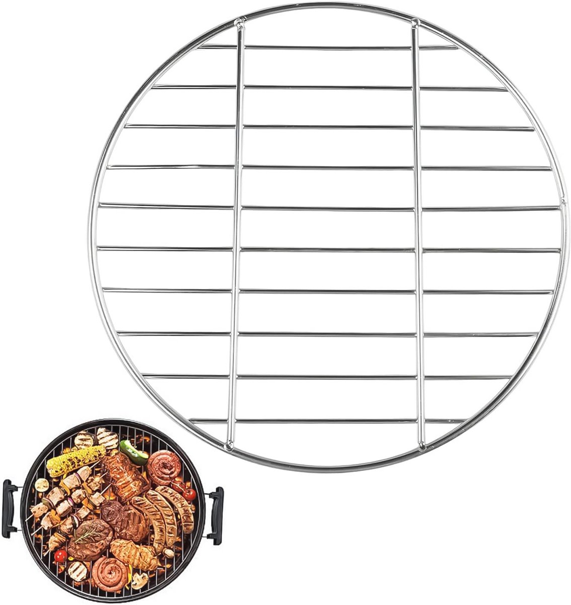 Rond Grillrooster Van Roestvrij Staal - 30 cm - Ideaal Voor Camping En Tuingrillen