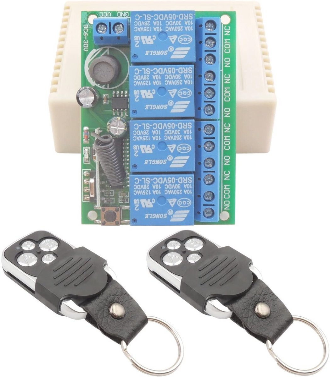 Draadloze 4-Kanaals RF Relais Afstandsbediening voor Verlichting en Motorbesturing