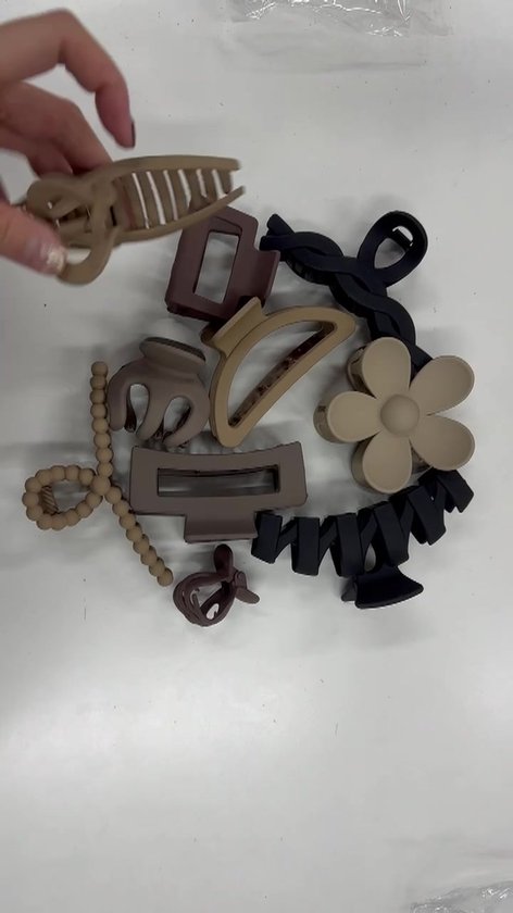 Set 10 Haarklemmen - Bruin - Zwart - Beige - Goede Kwaliteit - Perfect Als Cadeau - Haaraccessoires