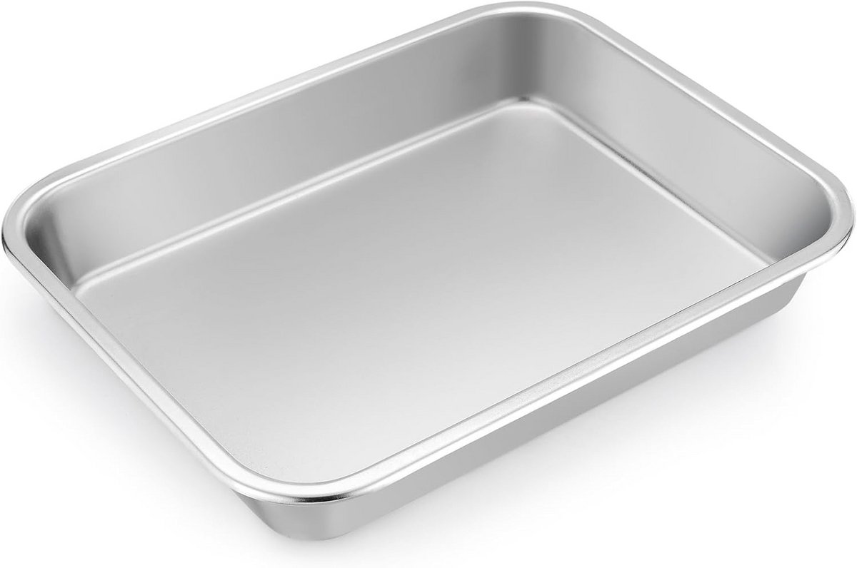 Roestvrij Stalen Bakvorm - Rechthoekige Ovenvorm voor Lasagne, Brownies en Tiramisu - 27 x 21 cm - Gezond en Vaatwasmachinebestendig