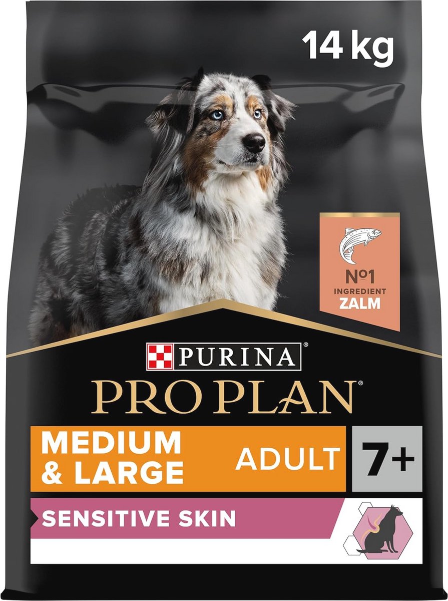 Hondenvoer voor Medium & Large Honden 7+ met Gevoelige Huid, Rijk aan Zalm - 14kg