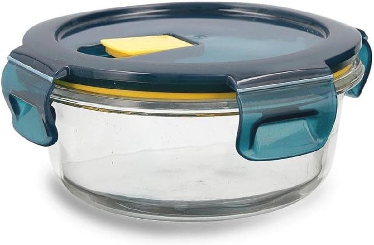 Ronde Vershouddoos van Glas - 14 x 14 x 6 cm, 40 cl, Blauw