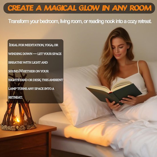LED lichtgevende houten kampvuur - LED verstelbare verlichting - 3 lichtstanden - vlam geluid - usb-voeding - slaapkamer-kantoor - ontspannend gebruik - kindernachtlamp - tafellamp - L van Atmosphera — afbeelding 5