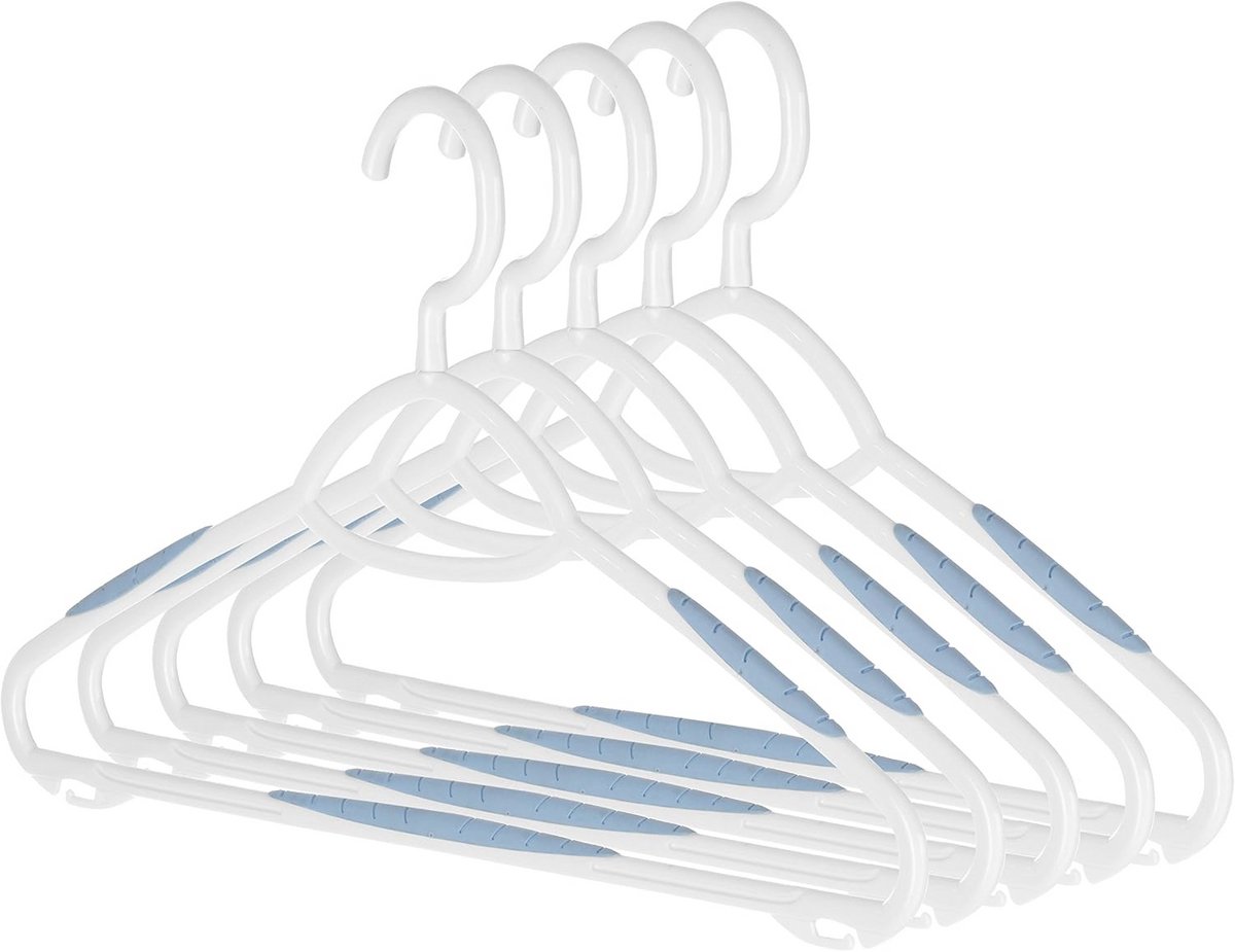 Kunststof Hangers met Rubber Grip - Set van 5, Blauw