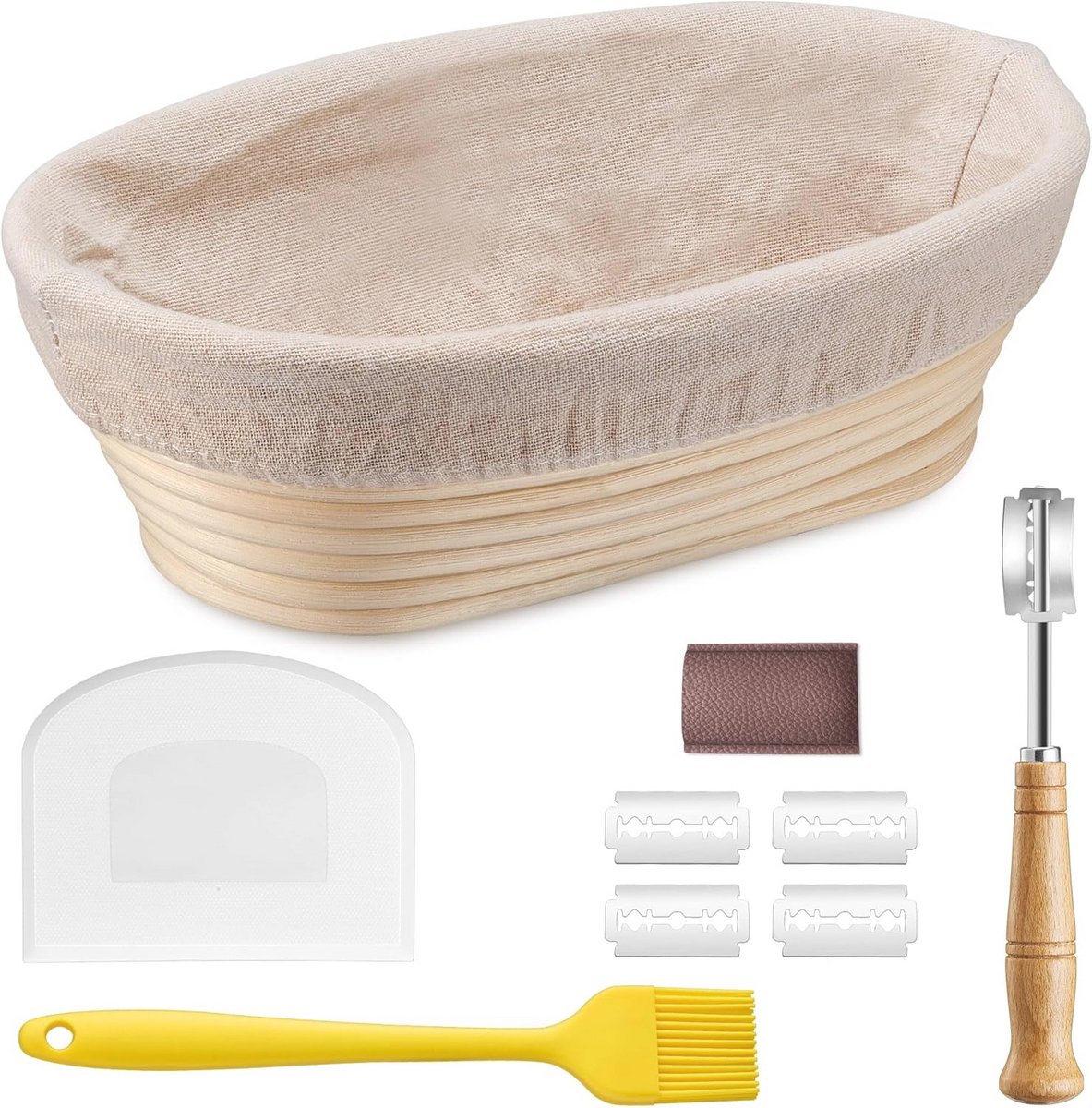 Ovaal Gaarmandje 25 cm met Bakaccessoires - Broodset voor Thuis en Professionele Bakkers