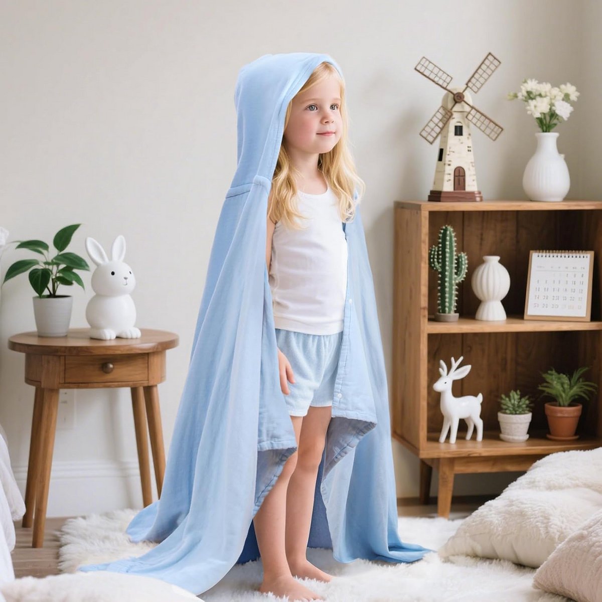 Hooded Baby Towel 70 x 140 cm - 100% Organic Cotton Kids Bath Towel