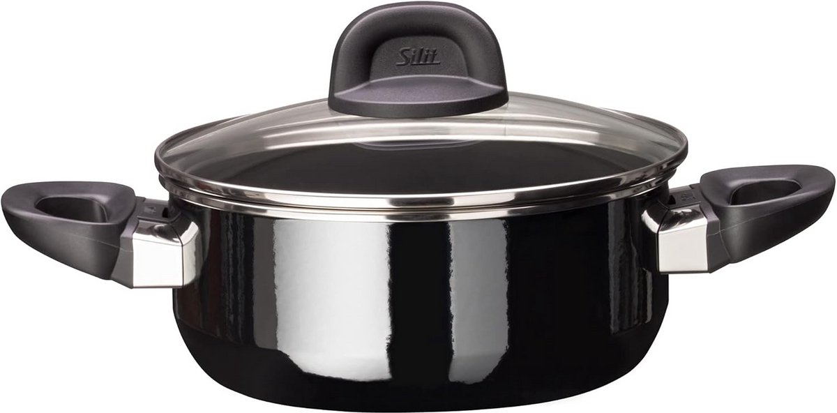 Kleine Kookpan 20 cm met Glazen Deksel - Inductie Casserole 2.4 L