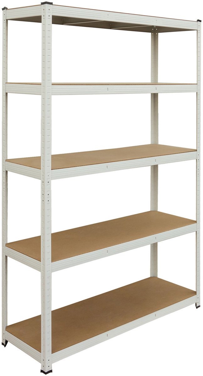 Zware stelling - metaal - wit-bruin - 120x200x60 cm - met verstelbare planken