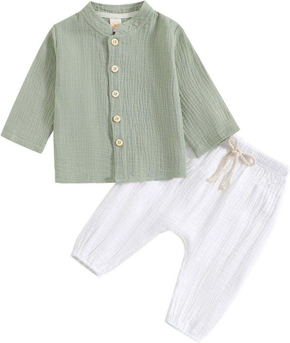 Tweedelige Baby Jongens Kleding Set Katoen Linnen Shirt en Broek Set Herfst