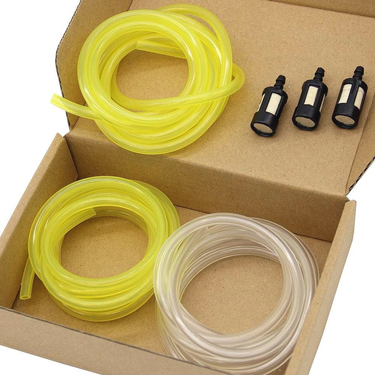 Set van 3 brandstofslangen voor tuinmachines – 1,5 m PVC slangen met diverse diameters