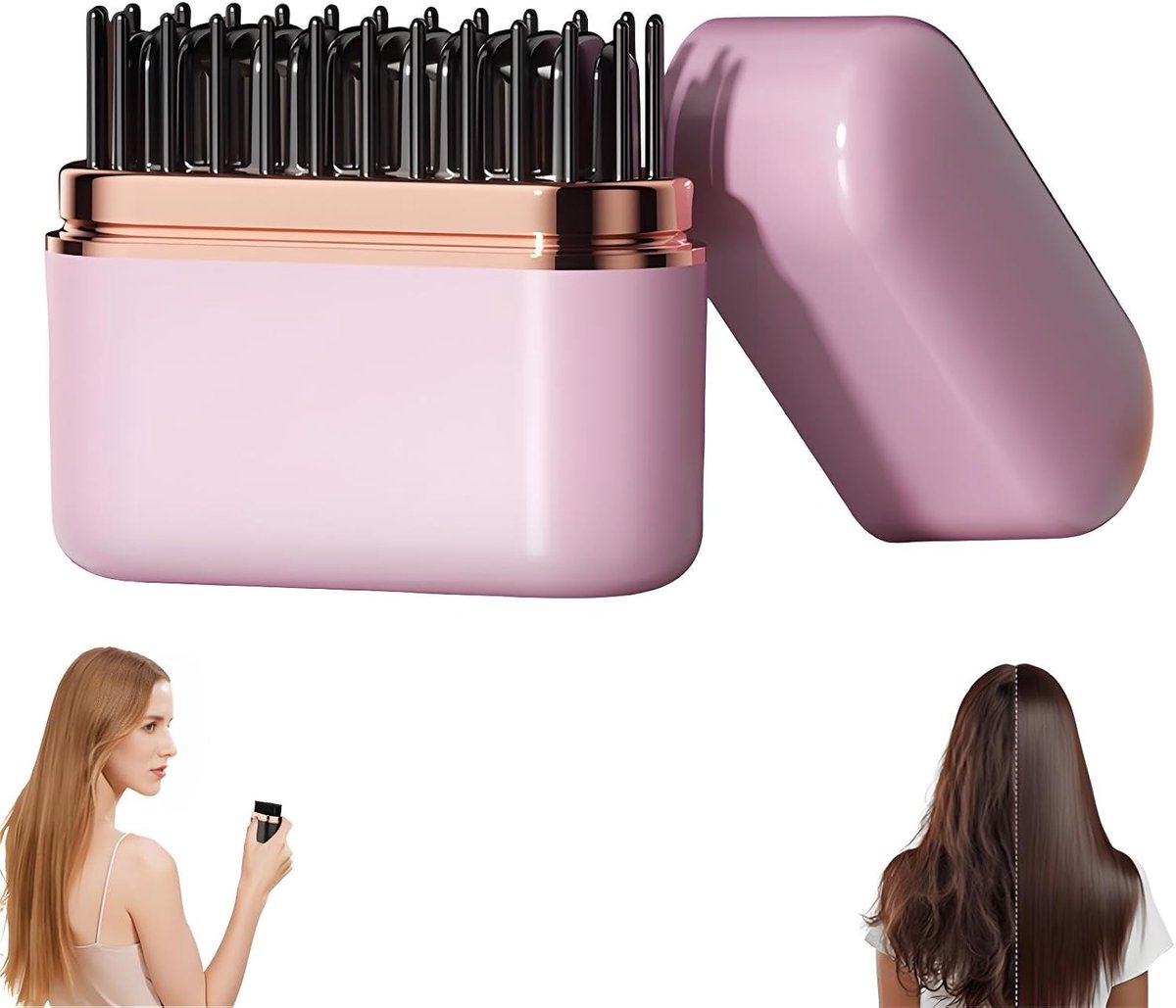 Mini stijltang - Intelligente temperatuurregeling met 3 standen - Draadloze mini stijltang - Met lcd-scherm - 2000 mAh batterij - Snel opwarmen - Anti-verbrandingsontwerp - Roze