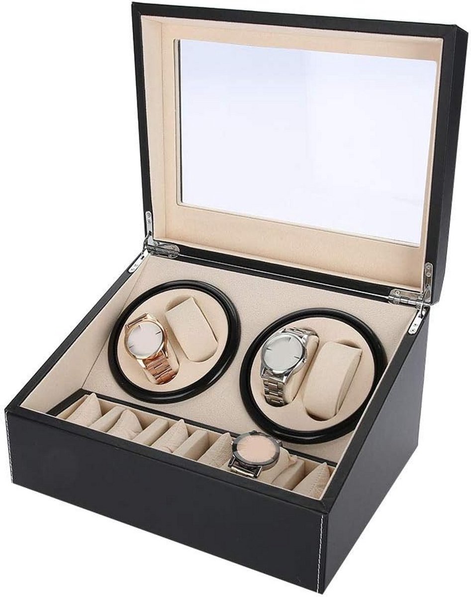 Automatische horlogeopwinder voor 10 horloges met 4 draaitafels en stille werking