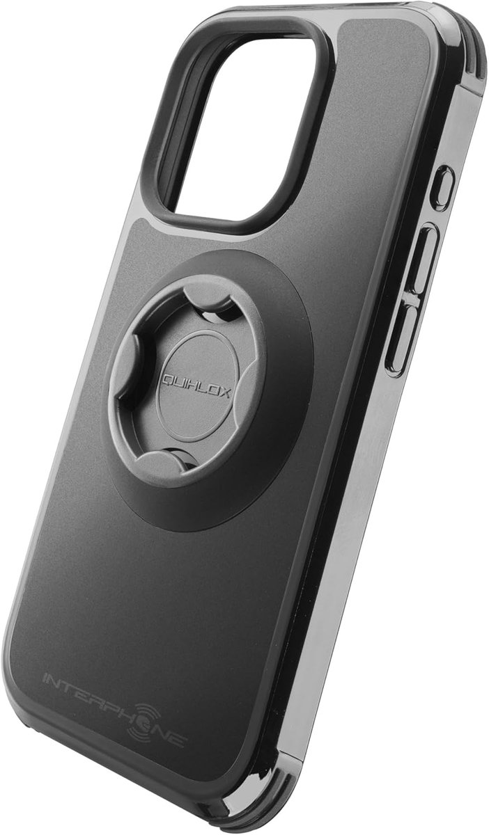 Interphone - Speciale telefoonhouder Moto geschikt voor Apple Iphone 15 Pro - Modulair QUIKLOX systeem - Beschermhoes voor Quiklox clips, snelbevestiging