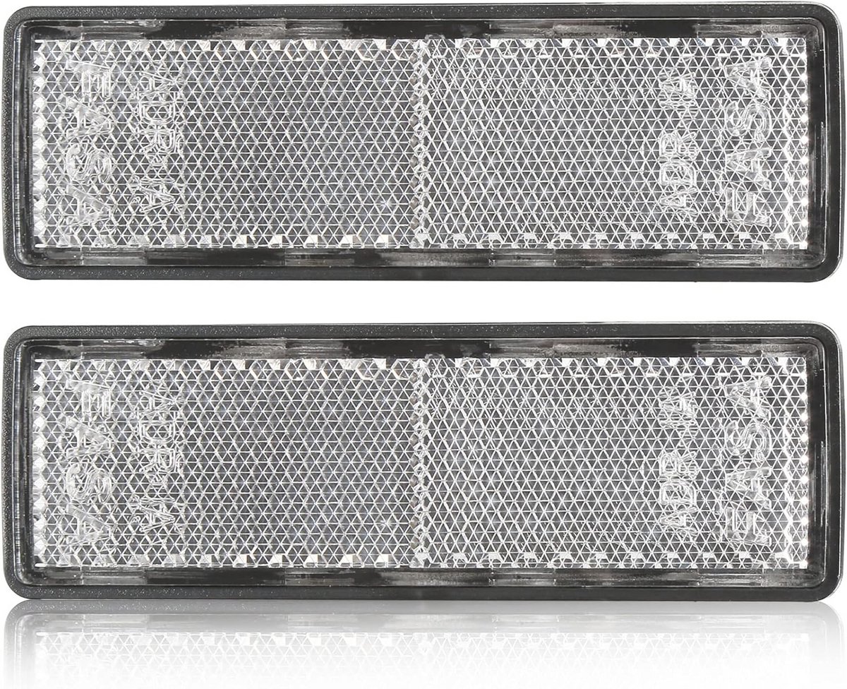 Reflectoren Rectangular Wit 2 Stuks - Zelfklevende E-Tested Autoreflectoren