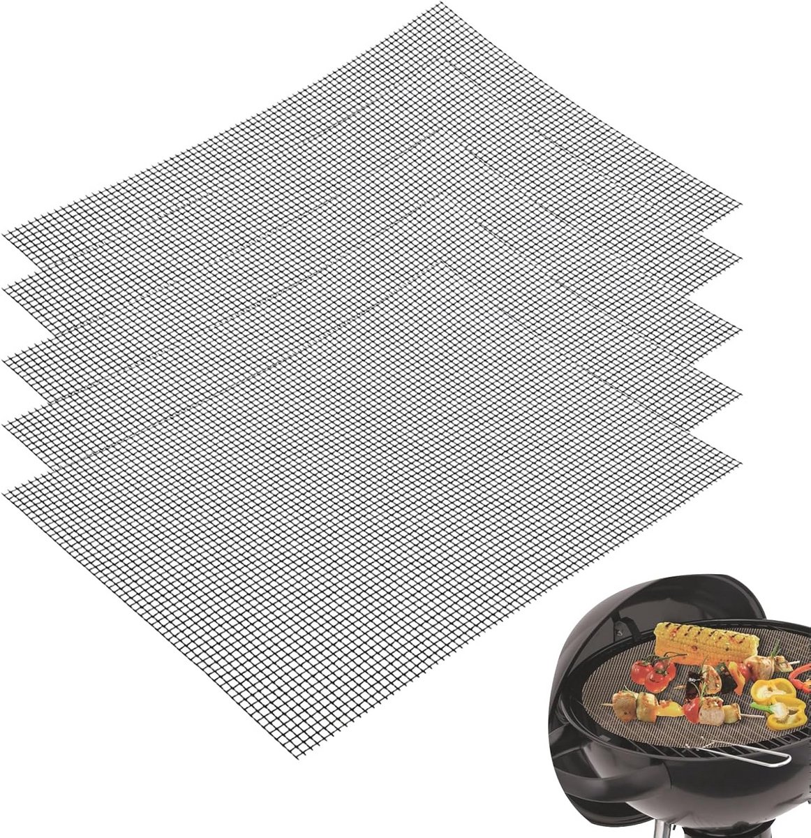 Grillmat Set van 5 - Anti-aanbak Rooster voor Gas- en Houtskoolgrills - 42 x 36 cm