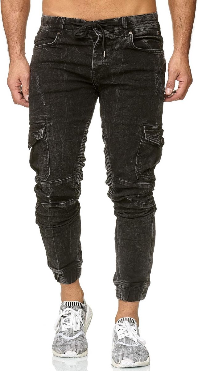 Heren Joggingbroek Denim Cargo Stijl – Slim Fit Nette Sportbroek